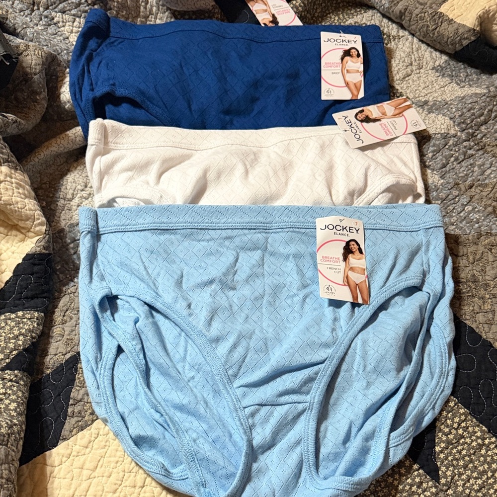 Jockey Women's Briefs in Navy, White, and Light Blue 6 pair